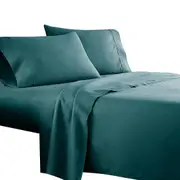 Biscay Blue 1000TC 4PCS Single/KS/Double/Queen/King Bed Flat Fitted Sheet Set Pillowcase
