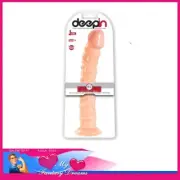 Deepin - 11" Insert Curved Durable Pvc Thick Veined Penis Dildo Suction Cup Beig