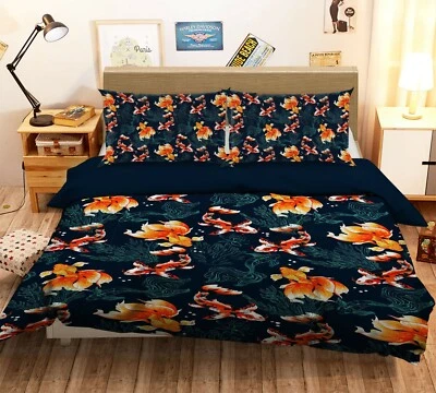 3D Painted Goldfish 3302NA Bed Pillowcases Quilt Cover Duvet Uta Naumann Fay