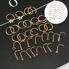 32 Pcs 20 Hoop Stainless Steel Nose Studs L-Shaped Nostril Hoops