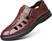 [Veslexth] Men's Sandals Causal Leather Shoes Outdoor Sport Lightweight Arch Support Walking Anti-Slip Loafers