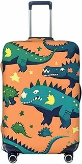 [CADREWY] Dinosaur Print Travel Suitcase Cover Luggage Protector with Elastic Anti Scratch for Carry On, Black, Medium