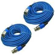2 QTY BLUE Premium 50 FT XLR 3Pin Microphone Male to Female EXTENSION Cable cord
