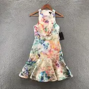 Aidan by Aidan Mattox Sheath Jacquard Dress Womens 0 Multicolor Sleeveless NEW