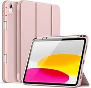 JETech Case for iPad (A16) 11th/10th Generation (2025/2022) with Pencil Holder, Slim Tablet Cover with Soft TPU Back, Auto Wake/Sleep (Rose Gold)
