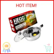 Nonstick Egg Poacher Pan, 2 Poached Egg Cups, Easy Poached Egg Cooker Stainless