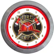 Fire Department Neon Clock 15"x15"