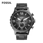 FOSSIL NATE 酷灰時尚三眼手錶 灰色不鏽鋼鍊帶 JR1437
