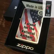 Zippo 205 I STAND NATIONAL ANTHEM US Flag Windproof New Lighter + FLINT PACK