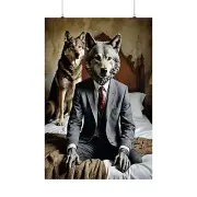 Wolf in a suit, unique, art, surreal, Vertical Poster
