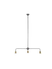 Manor 3 Light Bar Pendant Frame in Aged Steel with Antique Brass