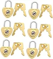 Cabilock 6Sets Mini Heart Shape Padlocks Decorative Locks with Keys for Diaries Luggage and Jewelry Storage Vintage Small Love Heart Design