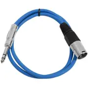 - SATRXL-M3 - Blue 3' XLR Male to 1/4" TRS Patch Cable