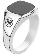 [Rebel & Rose] Square Onyx Ring in Silver