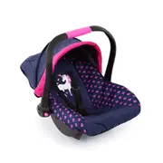 Bayer Design Toy Car Seat Doll Car Capsule Dark Blue With Pink Hearts & Unicorn