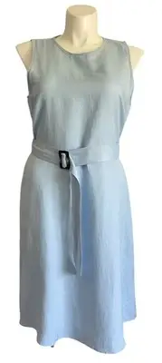 Ann Taylor Factory Linen Blend Sheath Light Blue Belted Dress Size 16 New w Tags