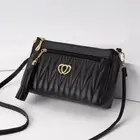 Large Capacity Lattice Shoulder Bag Zipper PU Leather Messenger Bag Daily