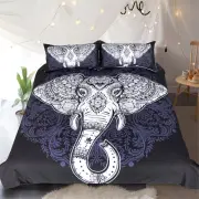 3D White Elephant 42 Bed Pillowcases Quilt Duvet Cover Set Single Queen King AU