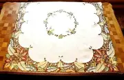 MMM 33" Square Fall Leaf Embroidered Tablecloth / Table Topper ~ Fall Must-Have