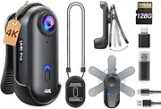 BOBLOV W4 4K Mini Body Camera, Wearable Camera with 360°Rotatable Clip & Magnetic Clip, 96 Minutes for Recording, Easy to Use for Lecture, Traveling, Pet Walking and Outdoors Activities