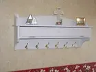 Coat Rack Storage Wood Wall Unit Hanging Wall Shelf with Compartment White Displ