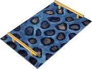 Blue Leopard Skin Texture Decorative Serving Tray with Handles Breakfast Serving Tray for Jewelry Perfume for Farmhouse Serving bandejas de desayuno para Regalo