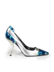 Sliver Leather Pointed Toe Pumps