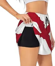 [GaxfjRu] Alabama State Flag Print Women's Running Shorts High Waisted Running Shorts Pocket Sporty Gym Elastic Short