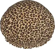 Fun Leopard Print Print Various Activities Shower Cap Reusable Soft And Lightweight Bath Hair Cap Long Hair