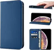 LANJLM Wallet Case for iPhone X/XS Phone Cases Premium Leather PU Flip Cover Magnetic Shockproof Closure Book Design with Kickstand Feature & Card Slots iPhone X/XS Case - Blue