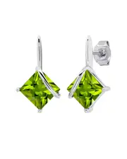 MaxColor Silver 2.90 ct. tw. Peridot Drop Earrings