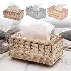 Tissue Box Cover Crystal Napkin Holder Case For Hotel Room Living Car G3H2