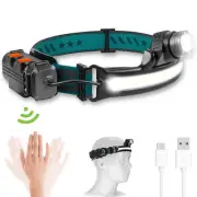 Lámpara de cabeza recargable Zoom XPG + COB Sensor Faro Linterna 6 Modos de ilum