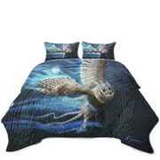 Athenas Cool White Owl Coverlet