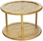 Lazy Susan 2 Tier Bamboo Shelf Turntable Spice Storage Rack Kitchen Organizer