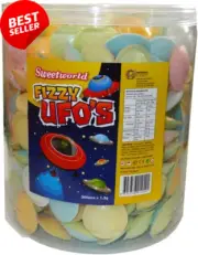 Ufos Fizzy Saucers 1.3Kg Bulk Pack 300 Sour Candy Treats