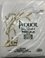 Pequot White Double Flat Sheet Home Classic Bedroom Linens VTG