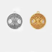 10Pcs Silver/Gold Triple Moon Goddess Pentagram Tree Life Pendants Wicca Pagan