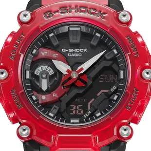 CASIO 卡西歐 G-SHOCK 炫彩音浪 碳核心防護構造雙顯手錶 送禮推薦-火熱紅 GA-2200SKL-4A