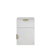 European Cabinetry Slim Pull Brass Porto Bedside Table White
