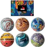 6 x Aboriginal Christmas Tree Baubles - Hanging, 8cmD - The Torch Art, Australian, Indigenous, Souvenir, Gift