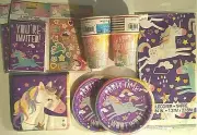 UNICORN PARTY Birthday Party Supply Set Decoration Kit w/ Stickers & Invitations