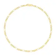 10K Yellow Gold Thin 2.5mm Figaro Chain Bracelet or Anklet Mens Womens 7" 8" 9"