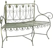 Outdoor Park Bench Garden Vintage Green with Backrest Bench, Outdoor Balcony Iron Double Sitting, for Porch Yard Patio Park Seat Chairs Patio Garden Bench