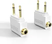 MEE audio Airplane Headphone Adapter for in-Flight Entertainment Systems - Dual 3.5mm Male to 3.5mm Female - Works with Headphones, Headsets, and Bluetooth Adapters (2 Pack), White