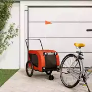 Pet Bike Trailer Stroller Bicycle Orange and Black Oxford Fabric and Iron vidaXL