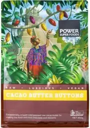 Power Super Foods Cacao Butter Buttons Raw Certified Organic 450g