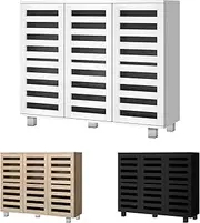 ALFORDSON Shoe Cabinet 30 Pairs Shoes Storage Rack Adjustable Cabinets Organiser Drawer Shelf with Slatted Doors, Wooden Home Furniture for Living Room, Entryway, Hallway, 97cm White