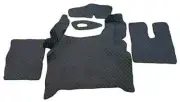 ECO LEATHER 3 LAYER SET RHD BLACK BLUE FLOOR MATS FOR TRUCK MAN TGX 2020+ AUTO