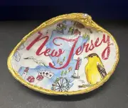 Handmade Decorative Clam Shell “New Jersey” Pattern Gold Paint With Pearl